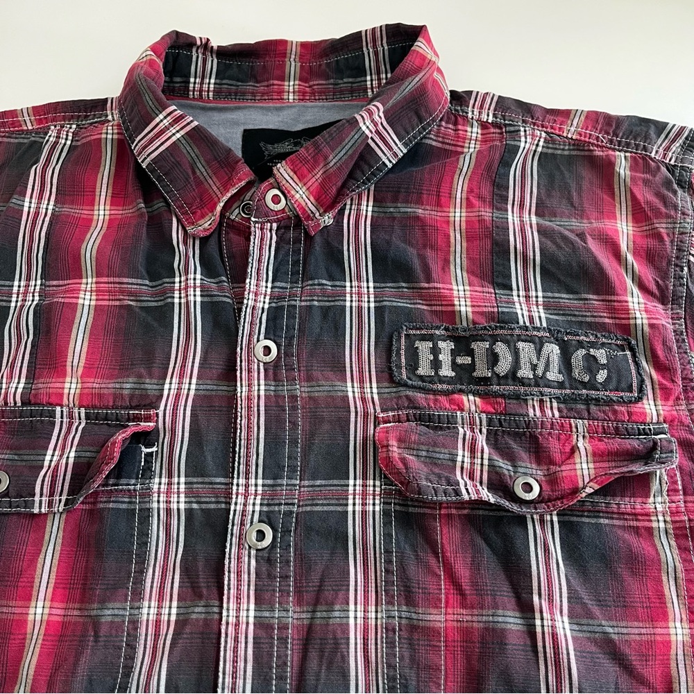 Harley Davidson‎ Motorcycle Men’s Red Plaid Short Sleeve Button Down XL